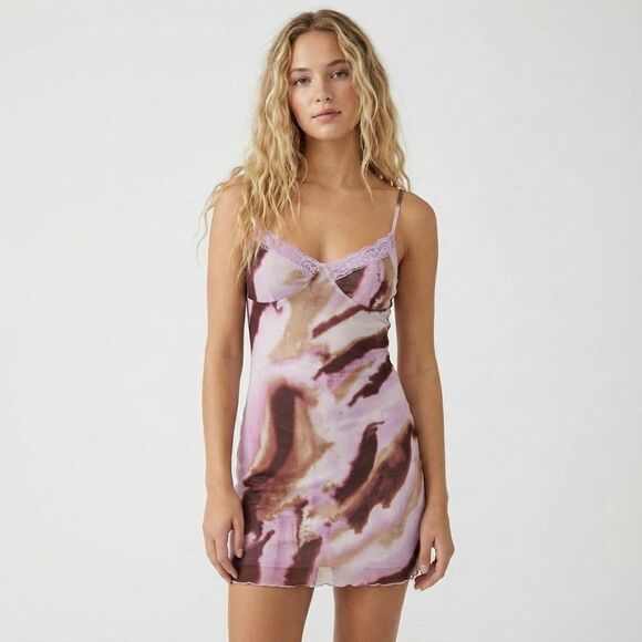 bp Dresses & Skirts - NWT BP. Pink Marble Slip Dress Medium Mesh Lace Trim Mini Y2K Coquette Summer